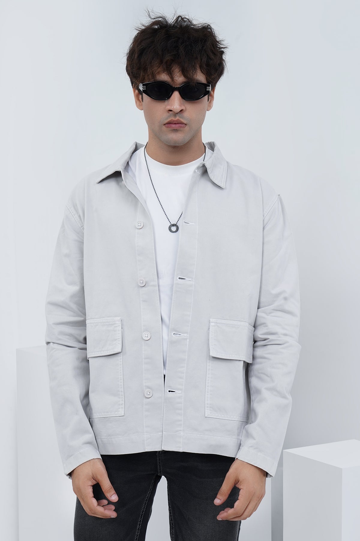 BOOHOO Contrast Top Stitch Jacket