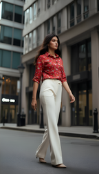 Crimson Bloom - Casual Shirt