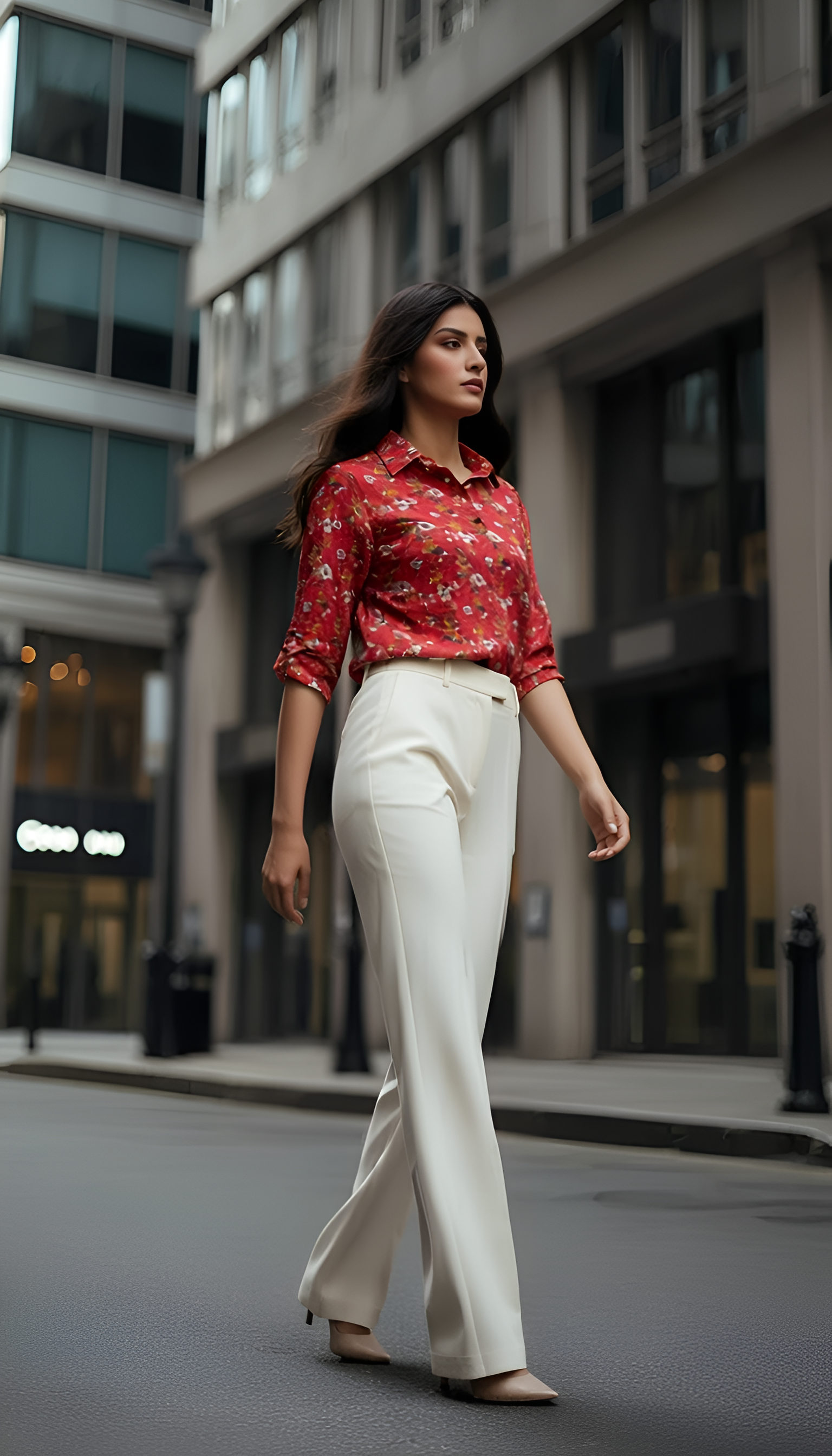 Crimson Bloom - Casual Shirt