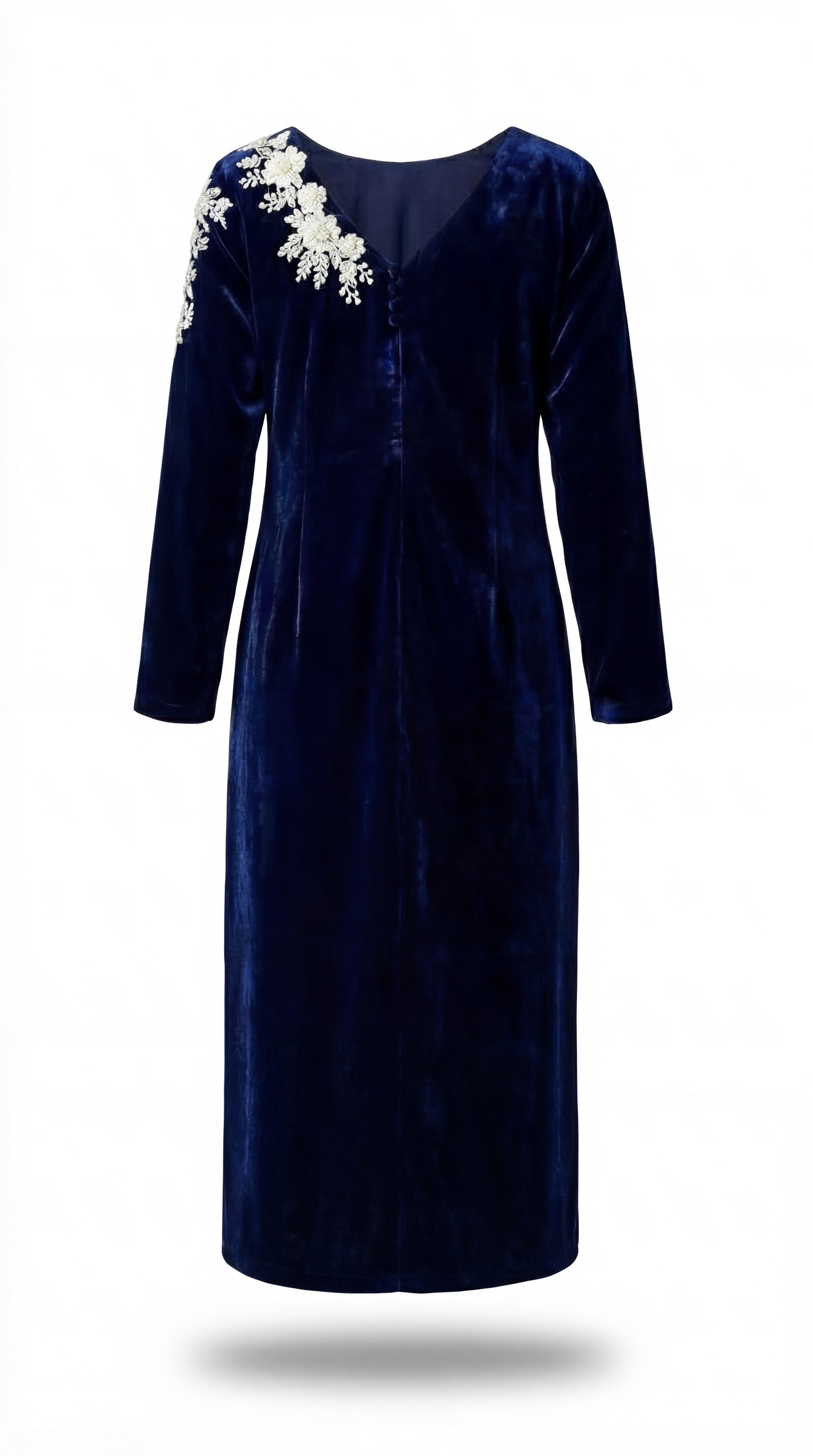 Elegant festive outfit for women in navy blue, luxury evening and celebration wear