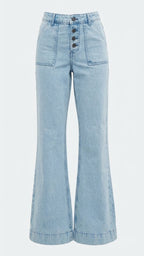 Flared Buttoned Fly Denim Pants