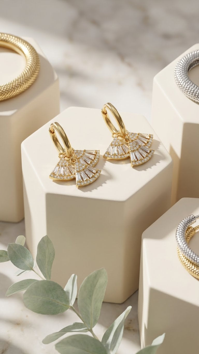 Golden Radiance Fan Earrings