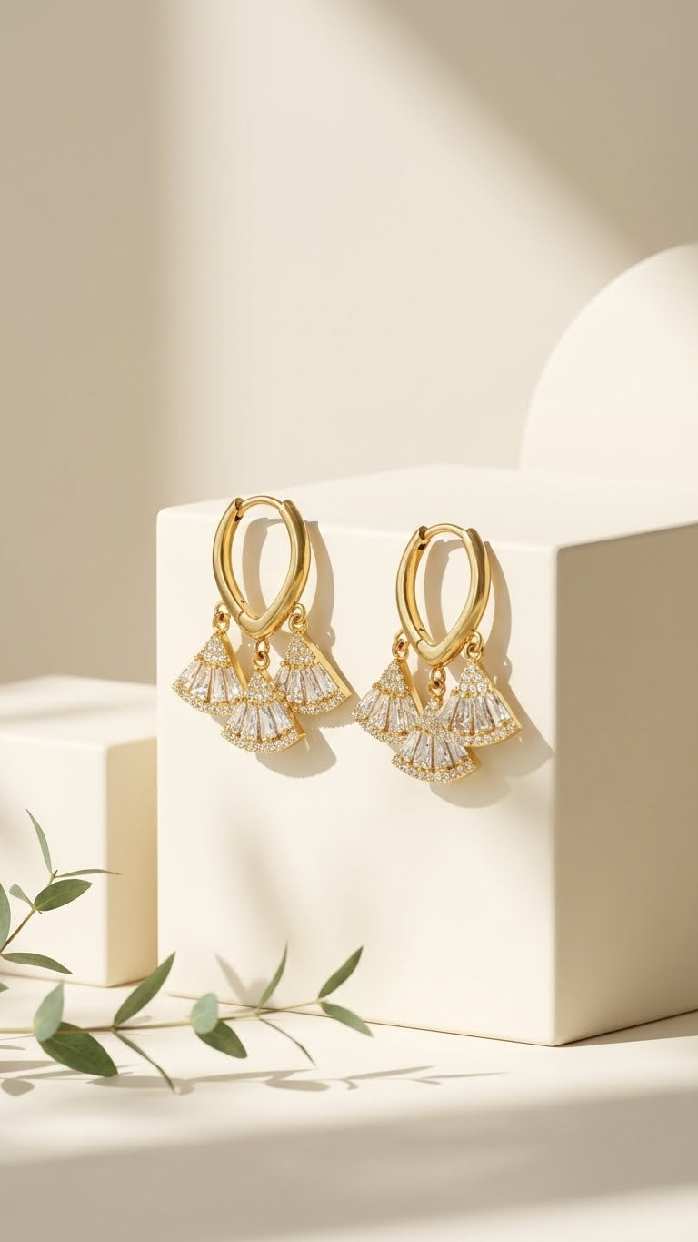 Golden Radiance Fan Earrings