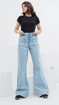 Flared Buttoned Fly Denim Pants