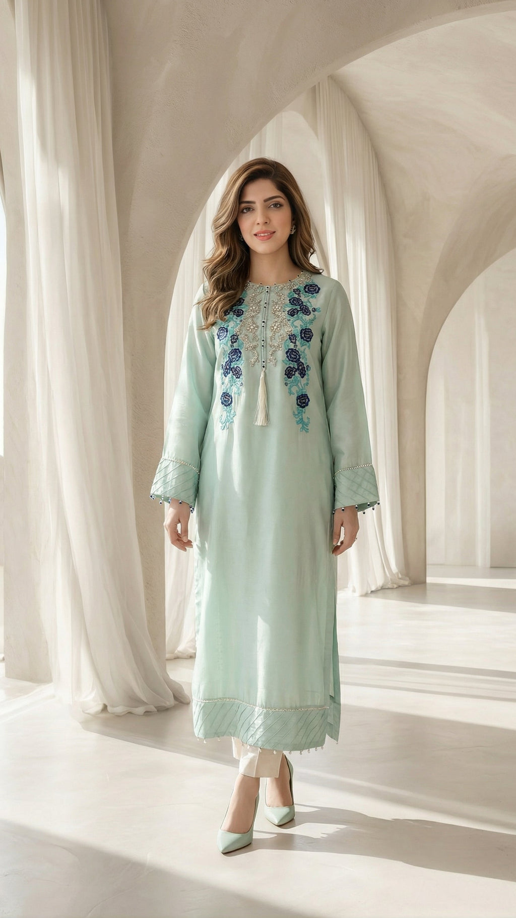Luxury modest kurta with straight pants