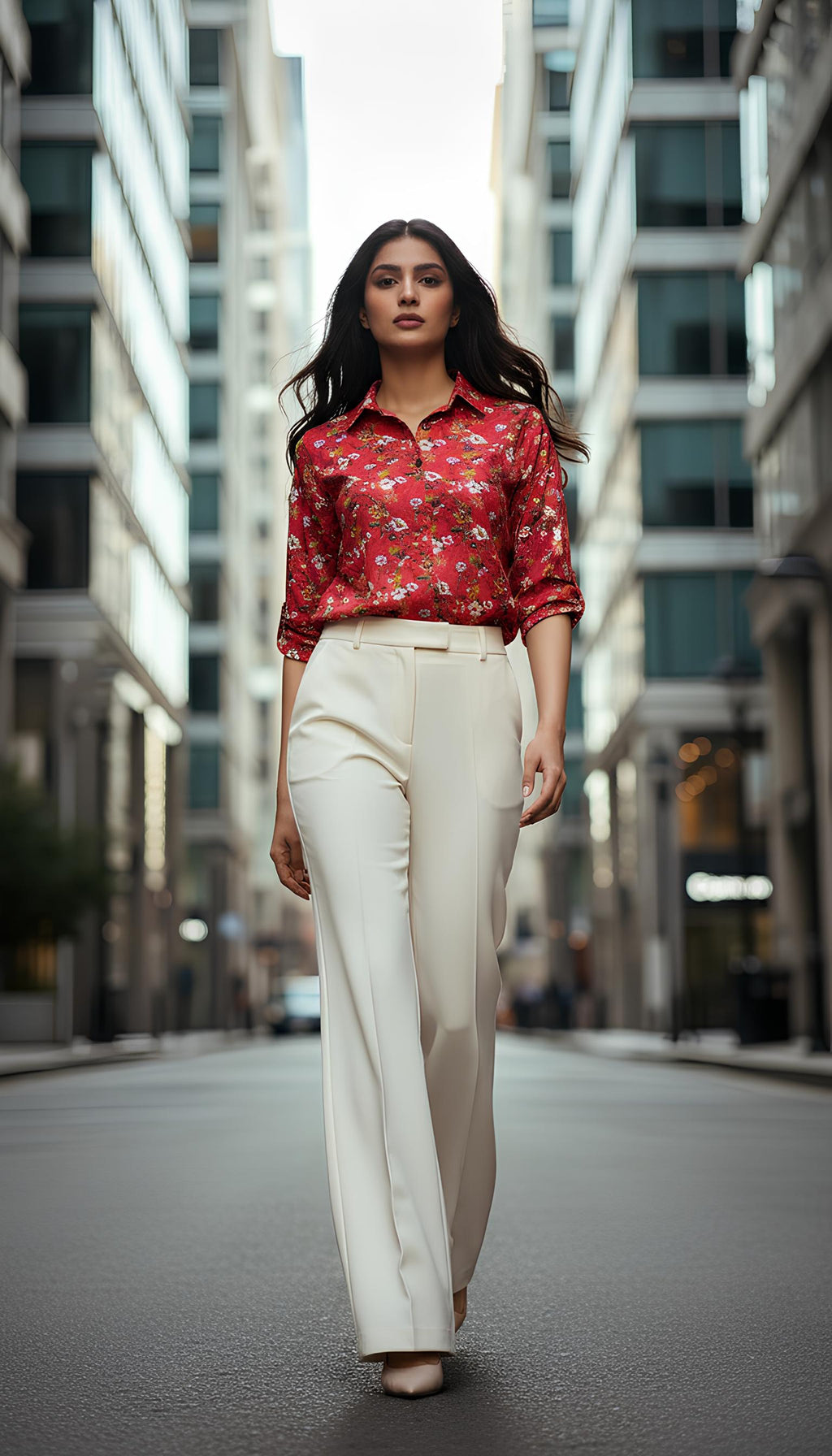 Crimson Bloom - Casual Shirt