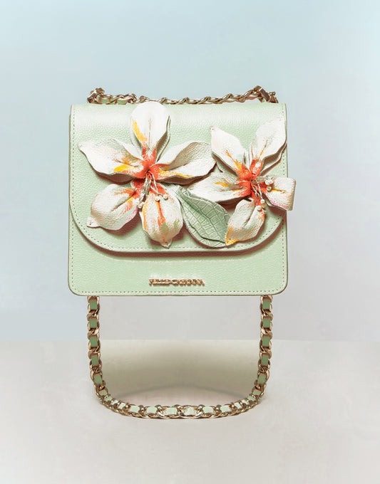 PELLE CAPANNA - Leather Mini Bag with 3D flower