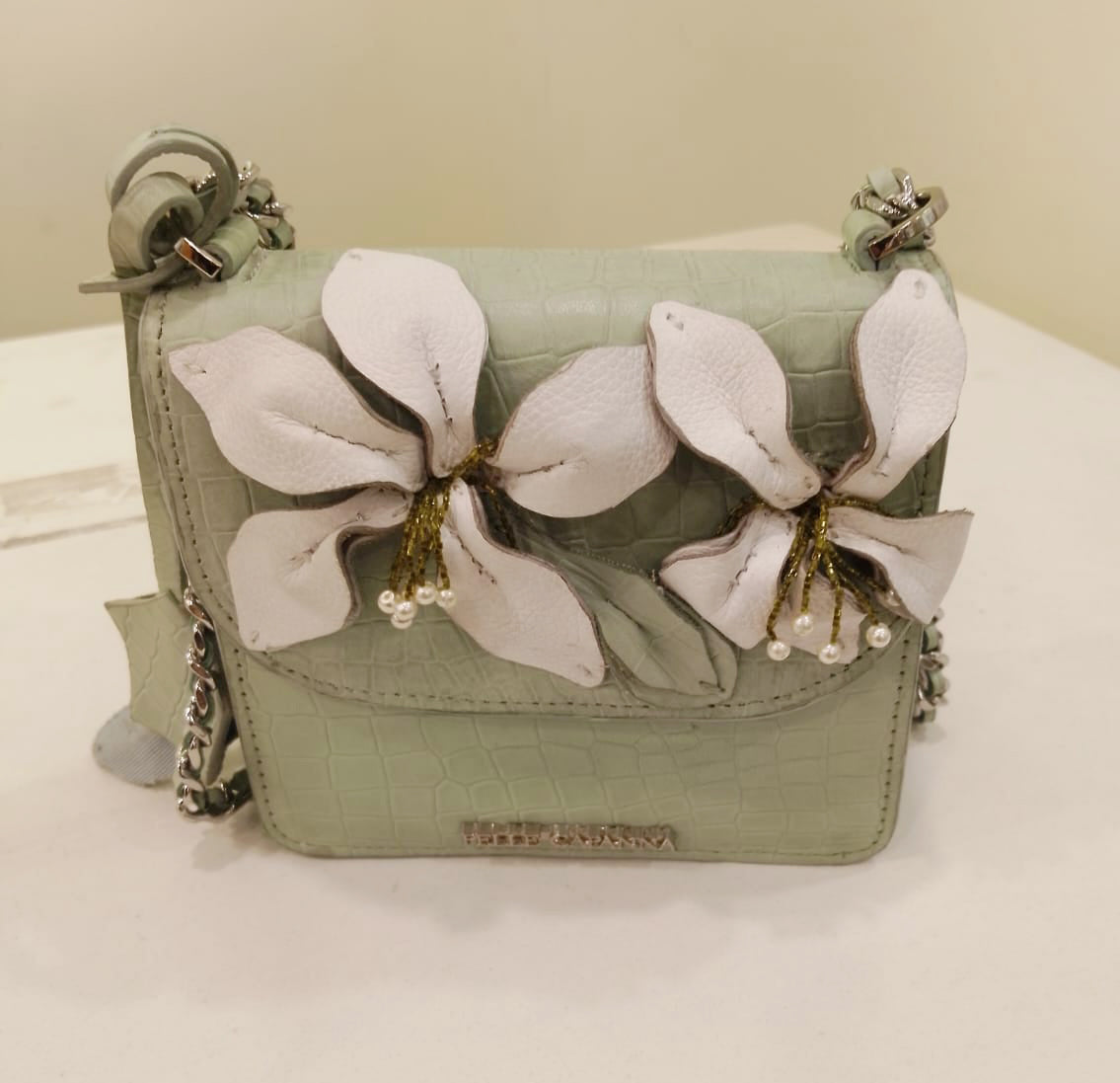 PELLE CAPANNA - Leather Mini Bag with 3D flower