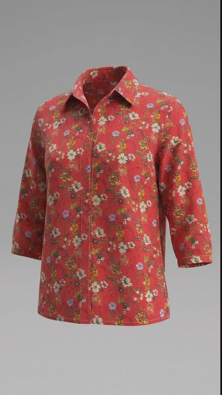 Crimson Bloom - Casual Shirt