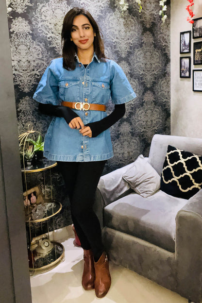 ENVII Half Sleeve Denim Top