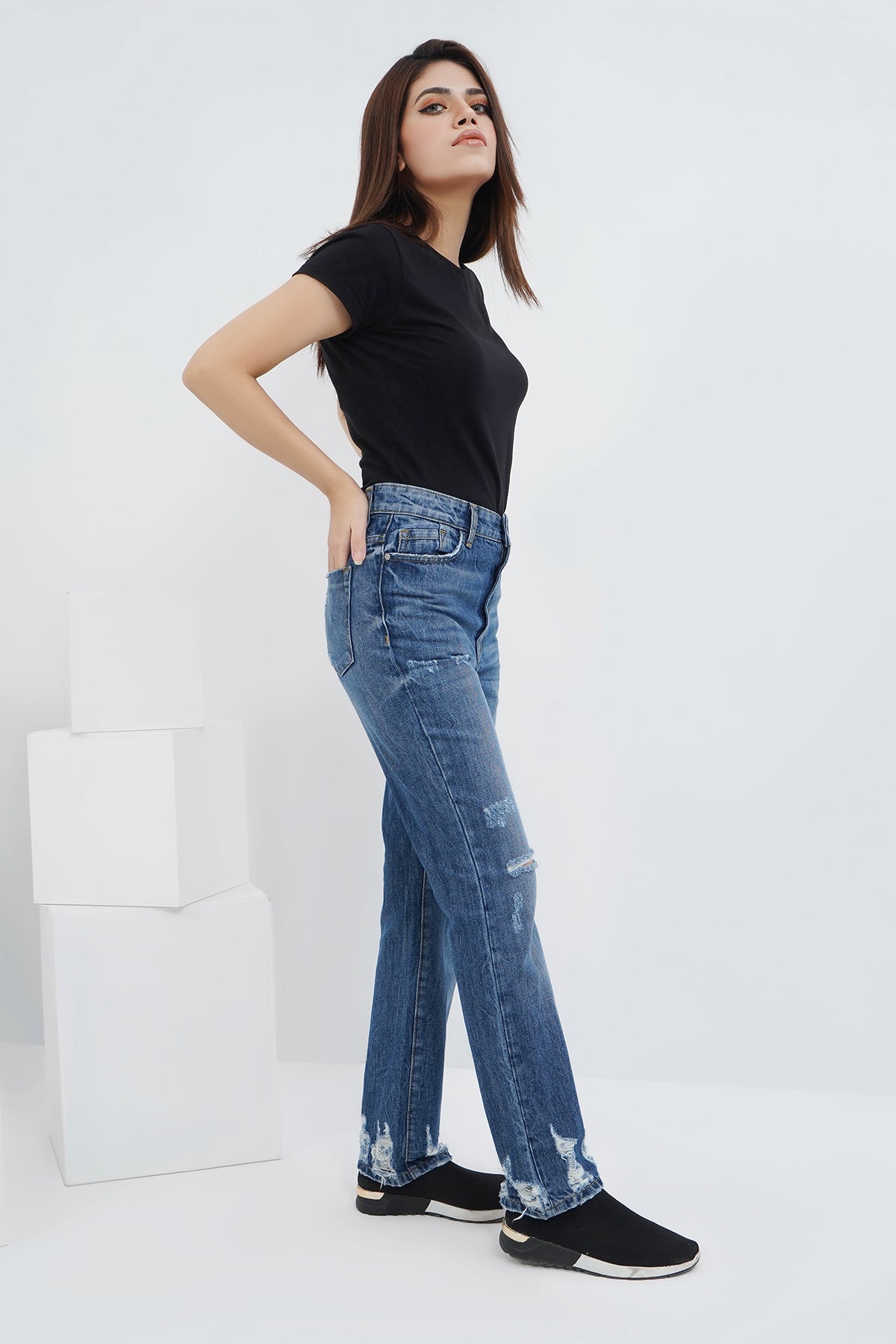Denim Distress Pant