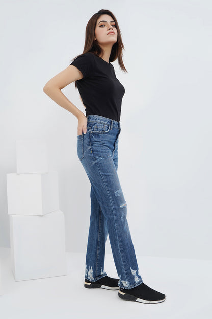 Denim Distress Pant
