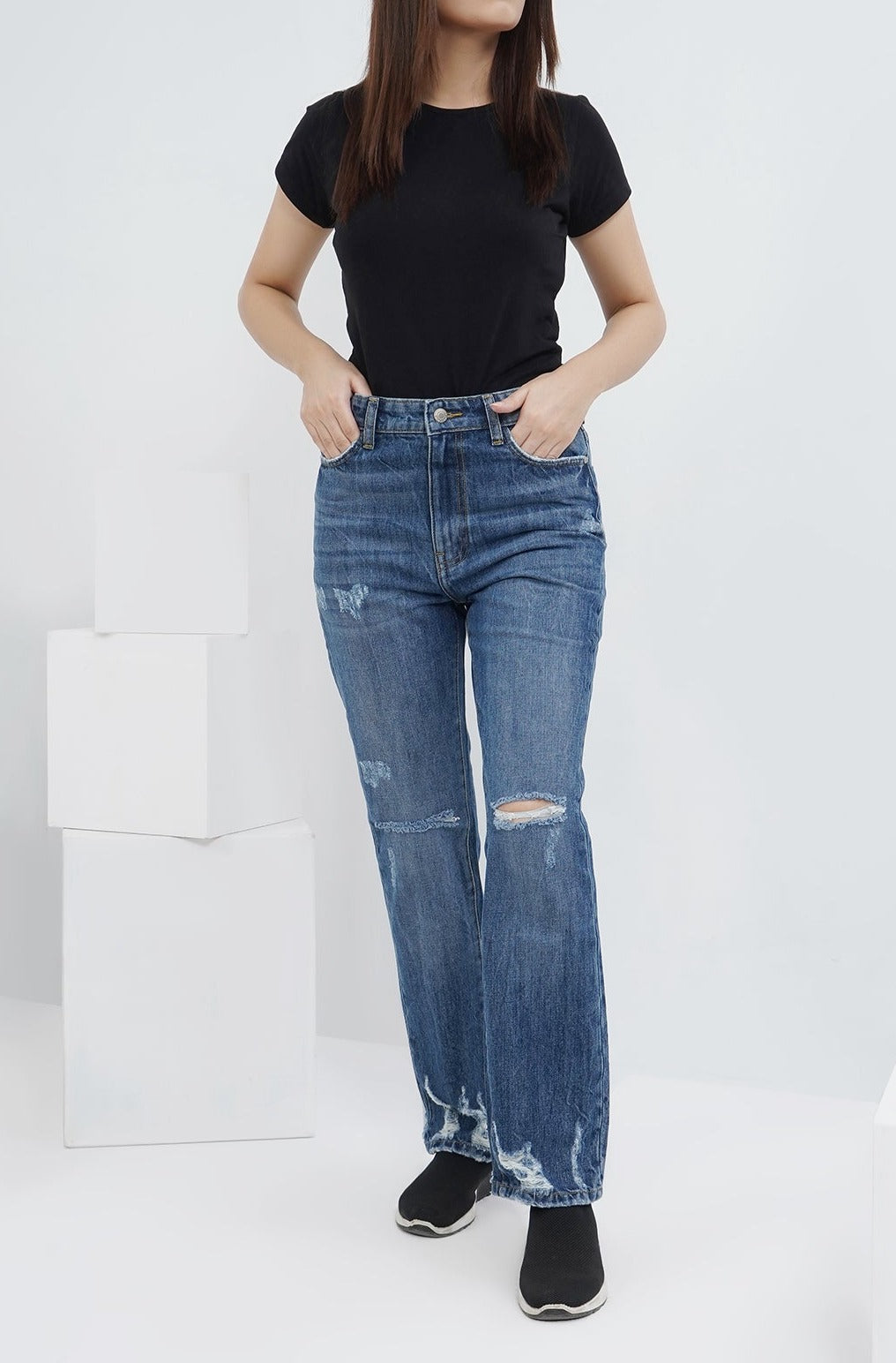 Denim Distress Pant