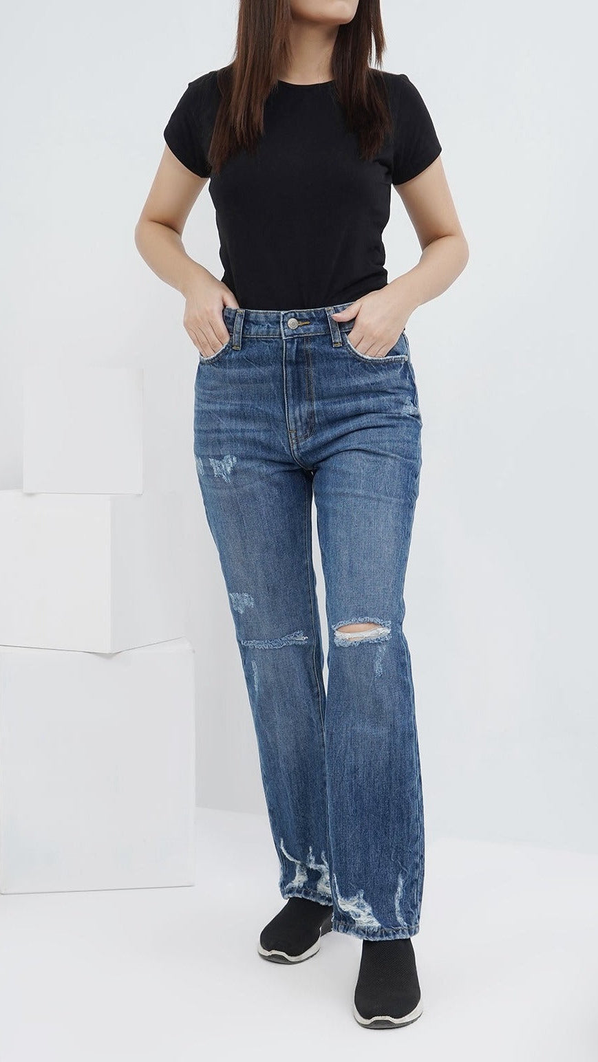 Denim Distress Pant