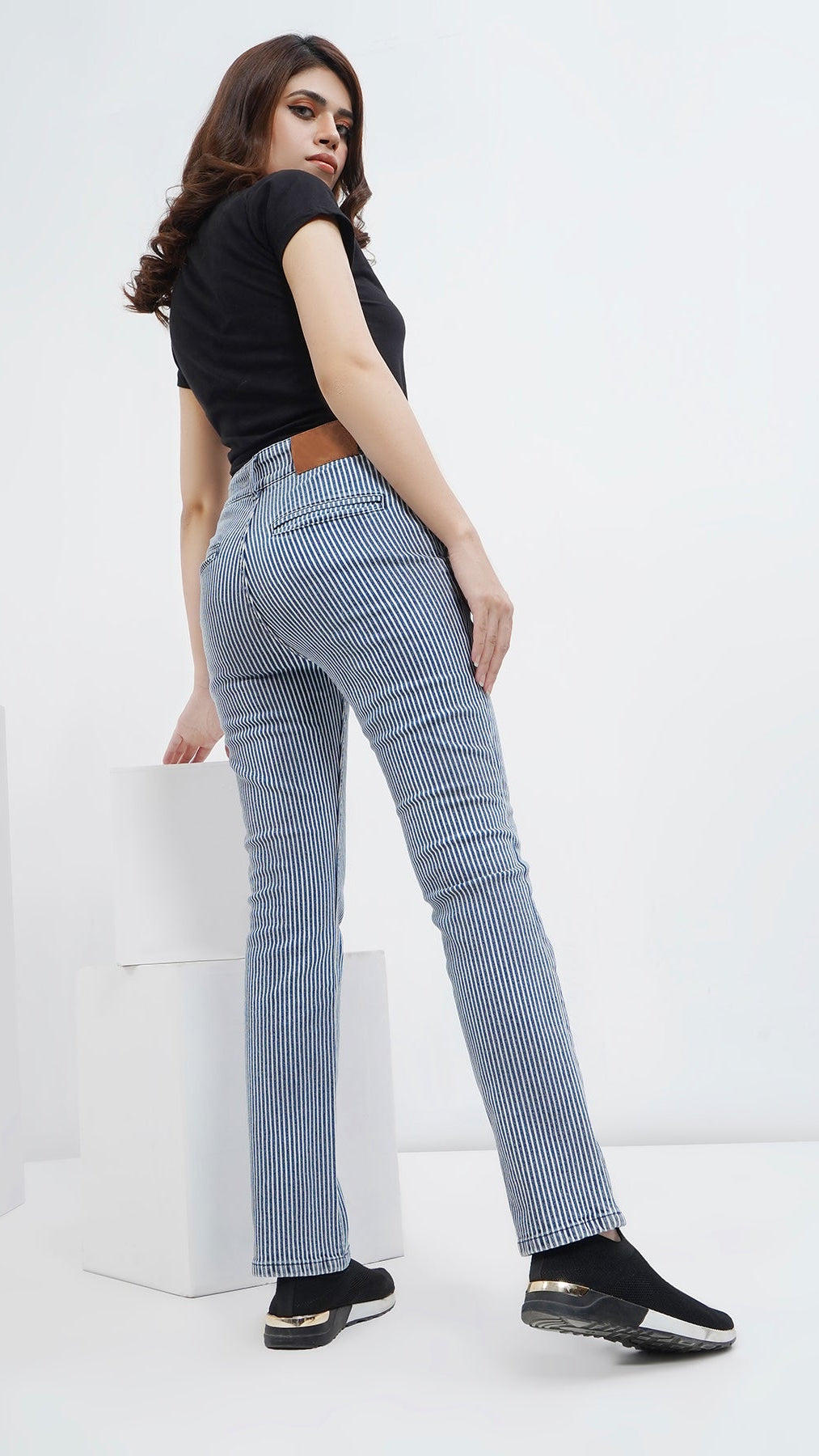 Striped Denim Pants